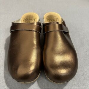 Sven bronze metallic clogs, sz 38, leather, classic, lagenlook, Swedish